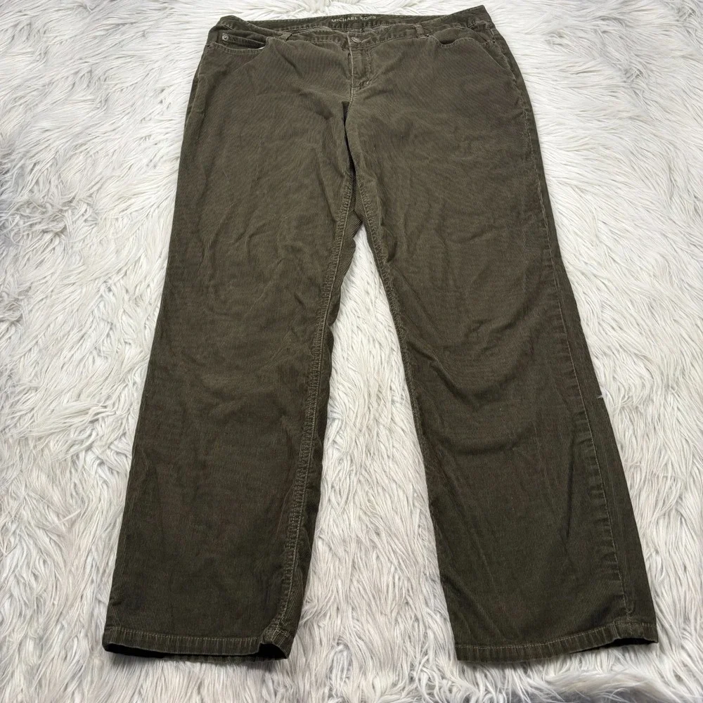 Michael Kors Women's 14P Olive Green Straight‎ Leg Corduroy Pants